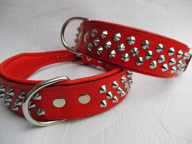 LEDER Halsband - Hundehalsband, NIETEN, Halsumfang 53-61cm, NEU (PL.5-10-13-49)