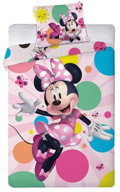 Disney Minnie Mouse Kinder Bettwäsche Maus gepunktetes Kleid Punkte Schmetterlin