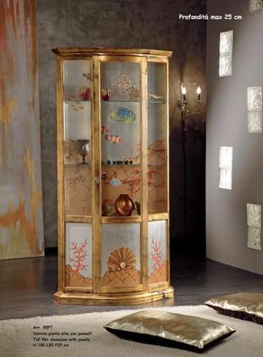 Klassische Vitrine Glas Holz Schrank Vitrine Luxus Möbel Gold Anrichte Italien