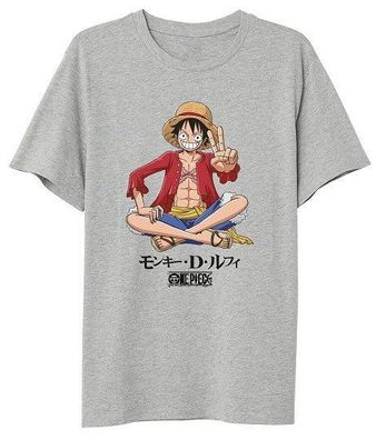 Original One Piece Ruffy Sitzend Herren T-Shirt Anime Shirt Baumwolle