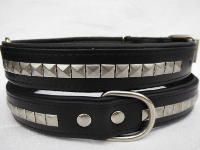 Hunde Halsband - Halsumfang 50-58cm/30mm, LEDER&Neu, Schwarz (PL.12-11-4-57)