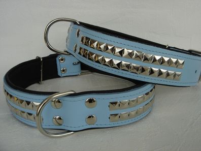 Halsband - Hundehalsband, Halsumfang 54-68cm/40mm, LEDER & Neu, Blau (13-3-5-5-8