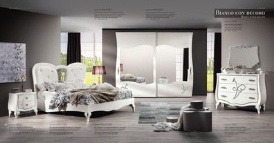Schlafzimmer Bett Nachttisch Kleiderschrank Kommode Spiegel Neu 6tlg Luxus Set