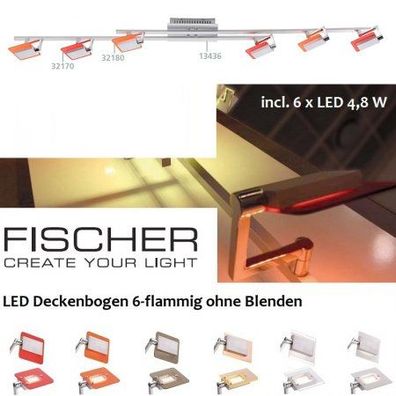 Fischer m6 LED 7 No. 13436 Deckenbogen ohne Glas 6-flammig aluminium