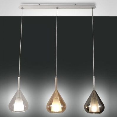 FABAS LUCE 3481-48-297 Pendelleuchte Lila 3-flammig amber grau transparent