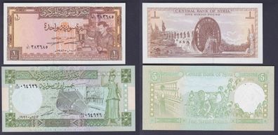 1 und 5 Syrian Pfund Pound Banknote Syrien Syria (157517)