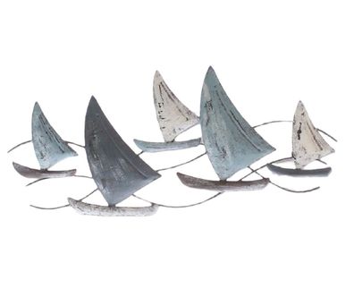 Wandobjekt Segelschiffe, Wandbild Segelboote, Wanddeko, Wandhänger aus Metall