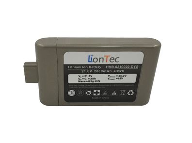 LionTec Ersatzakku 21,6 V - 2 Ah 2000mAh für Dyson DC16 Vaccum Handstaubsauger