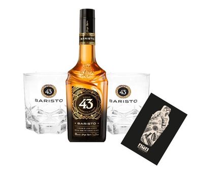 Licor 43 Set - Baristo 0,7L (31% Vol) + 2x Glas Tumbler Kaffeelikör Liquor Likör