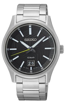 Seiko Herren-Armbanduhr Großdatum Stahl/ Schwarz SUR535P1