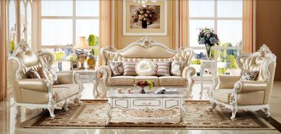 Klassische Chesterfield Sofagarnitur Couch Set Polster Wohnzimmer Möbel