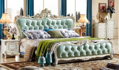 Grünes Chesterfield Bett Schlafzimmer Betten mit 2 Nachttischen 3tlg
