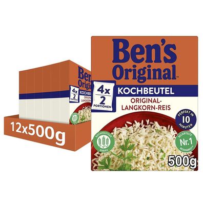 Ben's Original Original Langkorn Reis 10 Minuten Kochbeutel 12 er Pack 12 x 500g