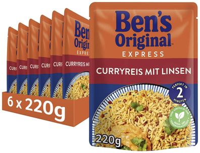 Ben's Original Express-Reis Curryreis Linsen Mikrowellenreis 6er Pack 6 x 220 g