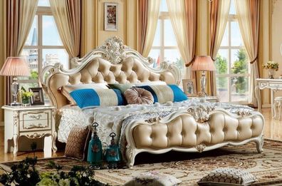 Königliches Schlafzimmer Bett 180x200 Barock Chesterfield Betten Leder