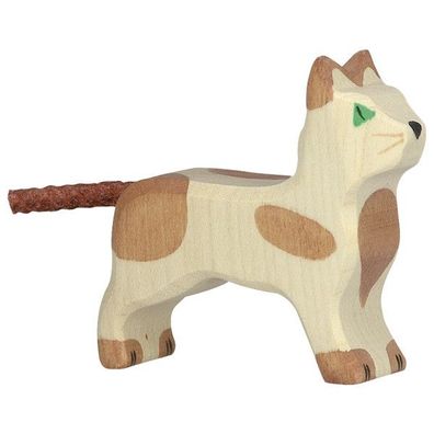 Holztiger Katze stehend klein - Handarbeit - spiel-gut-Siegel - Tiere Bauernhof goki