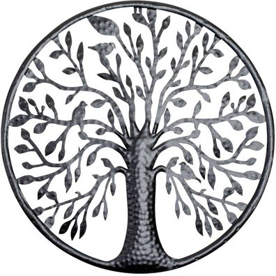 Wanddekoration Ornament Wandschmuck Baum Metall Antik-Stil schwarz Lebensbaum