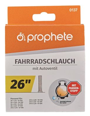 Prophete 0137 Pannenstopp Fahrradschlauch 26 x 1,75 - 2,125 (47/57-559) - Autoventil