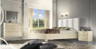 Garnitur Set Schlafzimmer Bett Nachttisch Kommode Spiegel Luxus Holz Design 5tlg