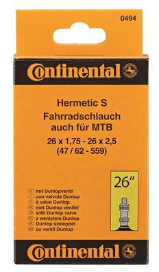 Continental 0494 Fahrradschlauch - 26 x 1,75 - 2,5 (47/62-559) - Dunlopventil