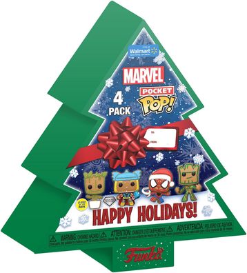 Marvel Holiday 2022 Pocket POP! Vinyl Schlüsselanhänger 4er-Pack Tree Holiday Bo