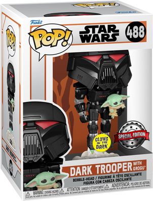 Star Wars - Dark Trooper with Grogu 488 Special Edition Glows - Funko Pop! - Vin