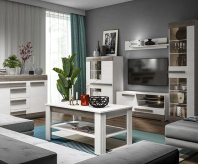 Wohnzimmer Set Beistelltisch TV Kommode Tisch Kommoden Wand Schrank Neu 6 tlg.