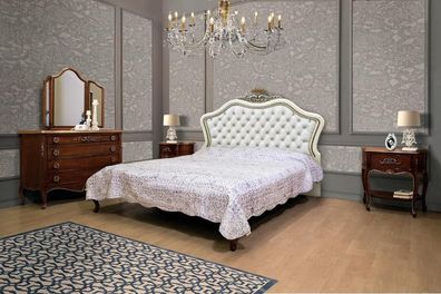 Komplettes Schlafzimmer Set 4 tlg Design Modern Luxus Bett 2x Nachttisch Kommode