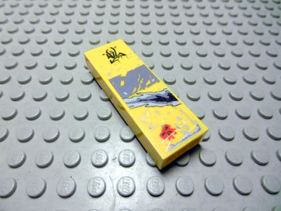 Lego 1 Säule Stein 1x2x5 gelb beklebt 2454pb078L Set 5972 Space Truck Getaway