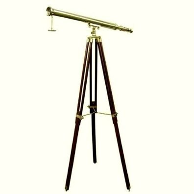 Großes Teleskop aus Messing und Holzstativ 160 cm