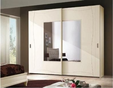 Schränke Kleiderschrank mit Schiebetüren Schlafzimmer Schrank Wand Holz Design
