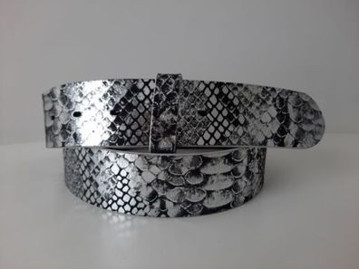 umjuBELT Gürtel Snake metallic silber grau schwarz echt Leder 80 90 95 100