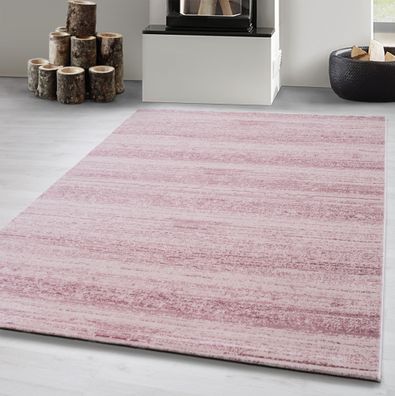 Teppich Kurzflor Modern Wohnzimmer Einfarbig Meliert Uni Pink Weiß Oeko Tex