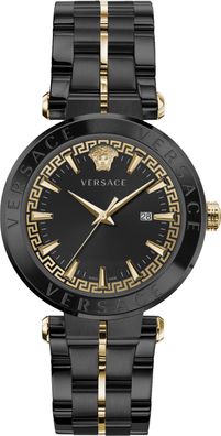 Versace VE2F00621 Aion gold schwarz Edelstahl Armband Uhr Herren NEU