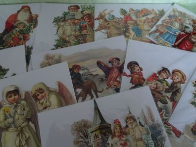 alte Mamelok 3D geprägte Karten & Umschlag Kinder Engel Weihnachtsmann - Auswahl -