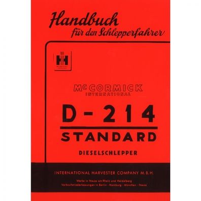 McCormick Handbuch für den Schlepperfahrer D-214 Standard Bedienungsanleitung
