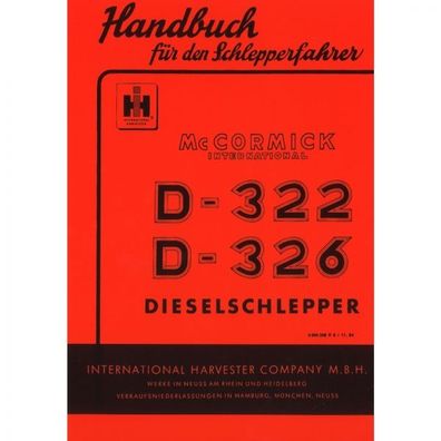 McCormick Handbuch für den Schlepperfahrer D-322/326 Bedienungsanleitung