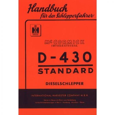 McCormick Handbuch für den Schlepperfahrer D-430 Standard Bedienungsanleitung