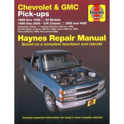 Chevrolet Blazer Tahoe C/ K 1500 2500 3500 (1988-2000) Reparaturanleitung Haynes