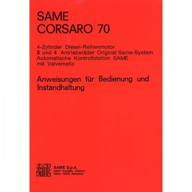 SAME Corsaro 70 4-Zylinder Diesel Reihenmotor Betriebs-/ Bedienungsanleitung