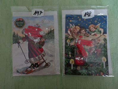 Advent to go Weihnachtsgrußkarten 4 Kerzen Sterne & Kuvert - Auswahl