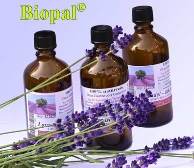 Lavendelöl 100ml - 100% rein, zertifiziert, ätherisches Öl von Biopal® Frankreich