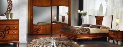 Luxus Set 3tlg. Schlafzimmer Bett Nachttisch Betten Doppel Holz Bettgestell Neu