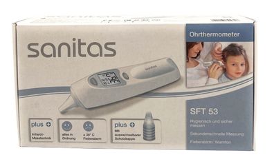 Sanitas SFT 53 Ohrthermometer mit Schutzkappe Fieber Baby Thermometer Infrarot