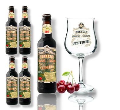 4 x Samuel Smith Organic Cherry Bier + Original Samuel Smith Glas