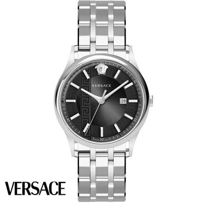 Versace VE4A00520 Aiakos schwarz silber Edelstahl Armband Uhr Herren NEU