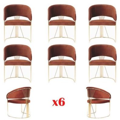 Design Polster Sitz 6x Stühle Stuhl Gruppen Garnitur Sessel Lounge Set Luxus