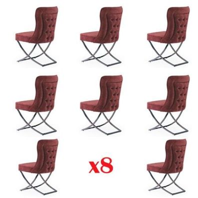 Design Stuhl Set 8x Sessel Textil Stühle Gastro Stoff Esszimmer Polster Gruppe