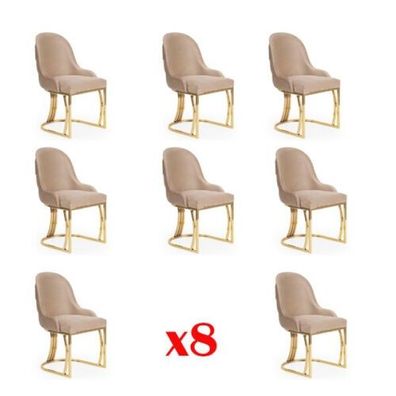 Design Stuhl Set 8x Sessel Edelstahl Textil Polster Stühle Gastro Esszimmer Neu