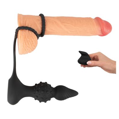 Penis-Hoden-Ring + Anal-Plug + 10 Vibration + 2in1 Fernbedienung + Sexspielzeug